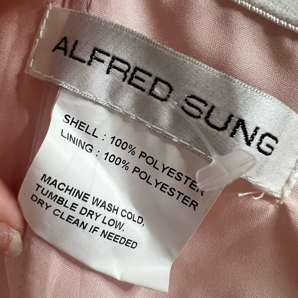 Alfred Sung D760 Off-The-Shoulder Satin Gown in Blush with Slit Size 0 NEW - Picture 10 of 14
